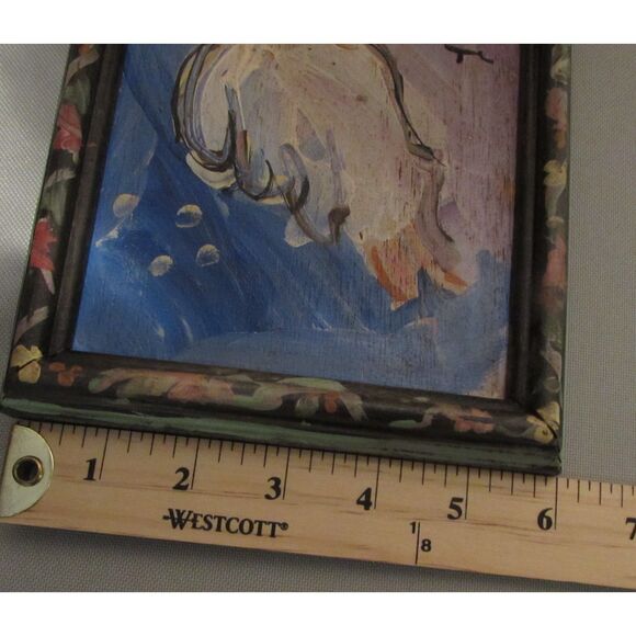 Original winged angel painting on wood framed signed by artist gallery wall art - Picture 9 of 9